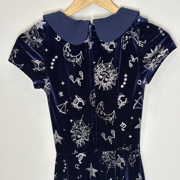 Modcloth x Collectif Zodiac Velvet Skater Whimsigoth Dress Navy Sz XXXS New - Picture 15 of 15